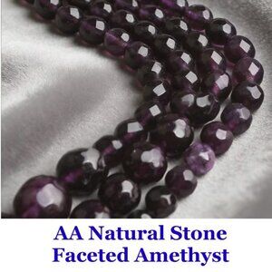 AA Natural Stone Faceted Amethyst 15" Strand